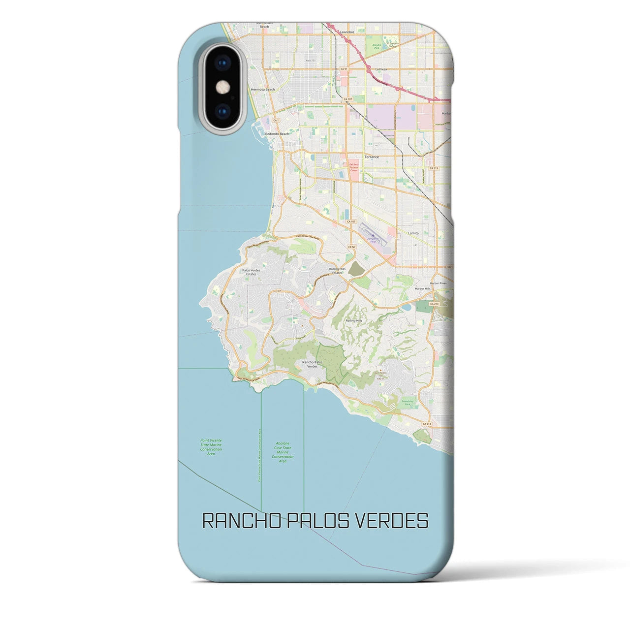 【ランチョ・パロス・ベルデス】地図柄iPhoneケース（バックカバータイプ・ナチュラル）iPhone XS Max 用