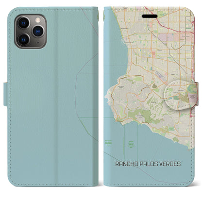 【ランチョ・パロス・ベルデス（アメリカ）】地図柄iPhoneケース（手帳タイプ）ナチュラル・iPhone 11 Pro Max 用