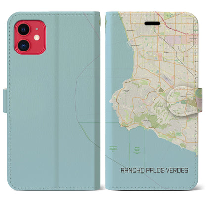 【ランチョ・パロス・ベルデス（アメリカ）】地図柄iPhoneケース（手帳タイプ）ナチュラル・iPhone 11 用