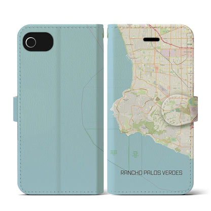 【ランチョ・パロス・ベルデス（アメリカ）】地図柄iPhoneケース（手帳タイプ）ナチュラル・iPhone SE（第3 / 第2世代） / 8 / 7 / 6s / 6 用