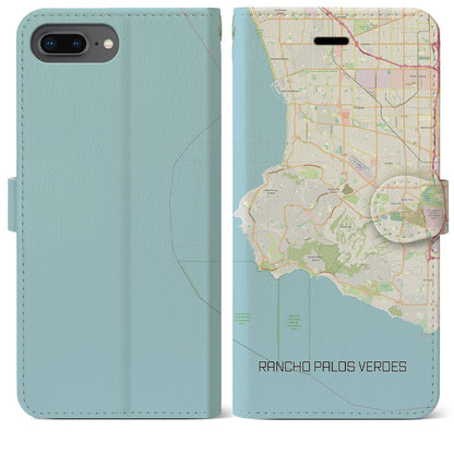【ランチョ・パロス・ベルデス（アメリカ）】地図柄iPhoneケース（手帳タイプ）ナチュラル・iPhone 8Plus /7Plus / 6sPlus / 6Plus 用