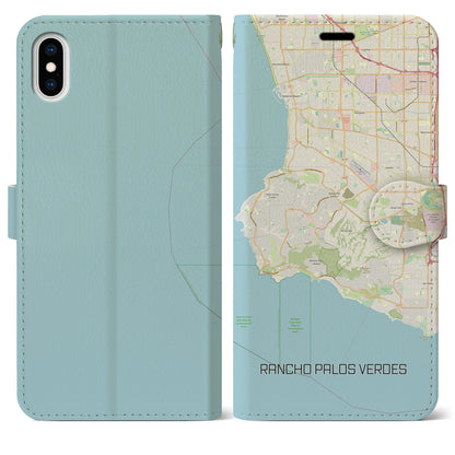 【ランチョ・パロス・ベルデス（アメリカ）】地図柄iPhoneケース（手帳タイプ）ナチュラル・iPhone XS Max 用
