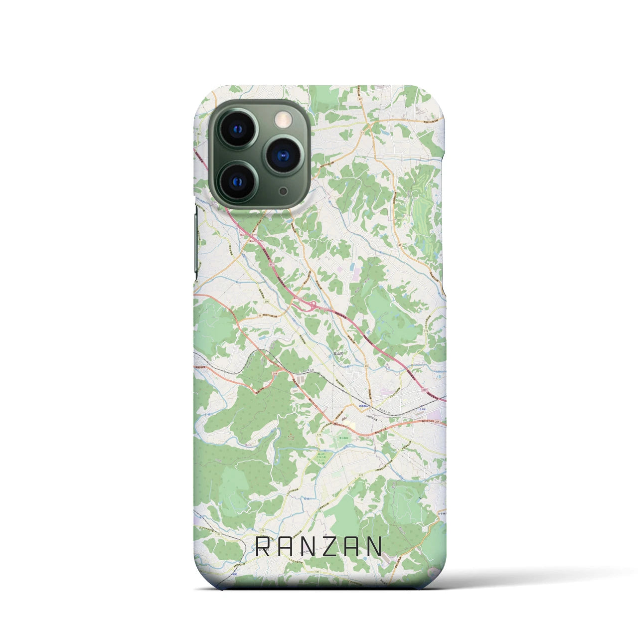 【嵐山（埼玉県）】地図柄iPhoneケース（バックカバータイプ・ナチュラル）iPhone 11 Pro 用