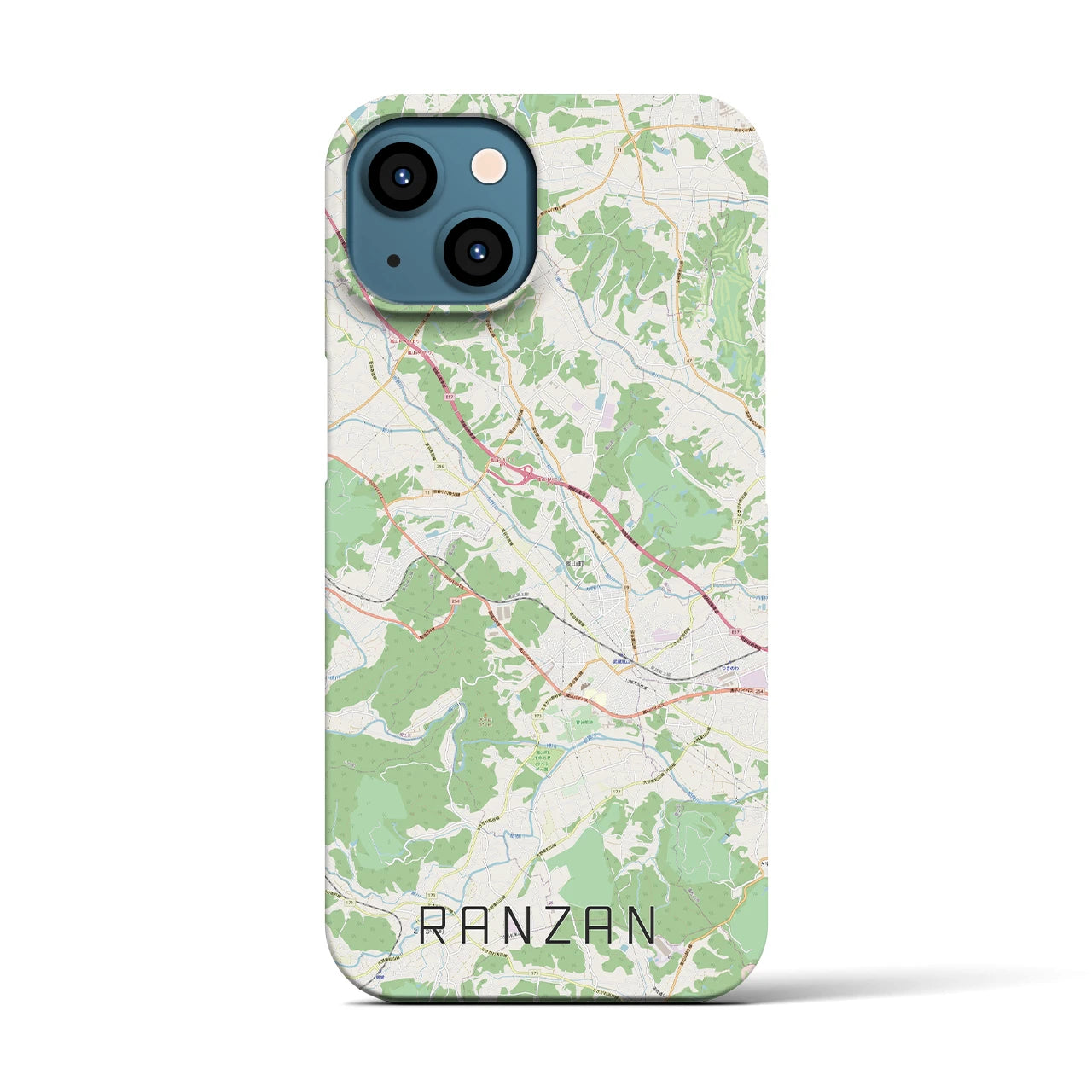 【嵐山（埼玉県）】地図柄iPhoneケース（バックカバータイプ・ナチュラル）iPhone 13 用