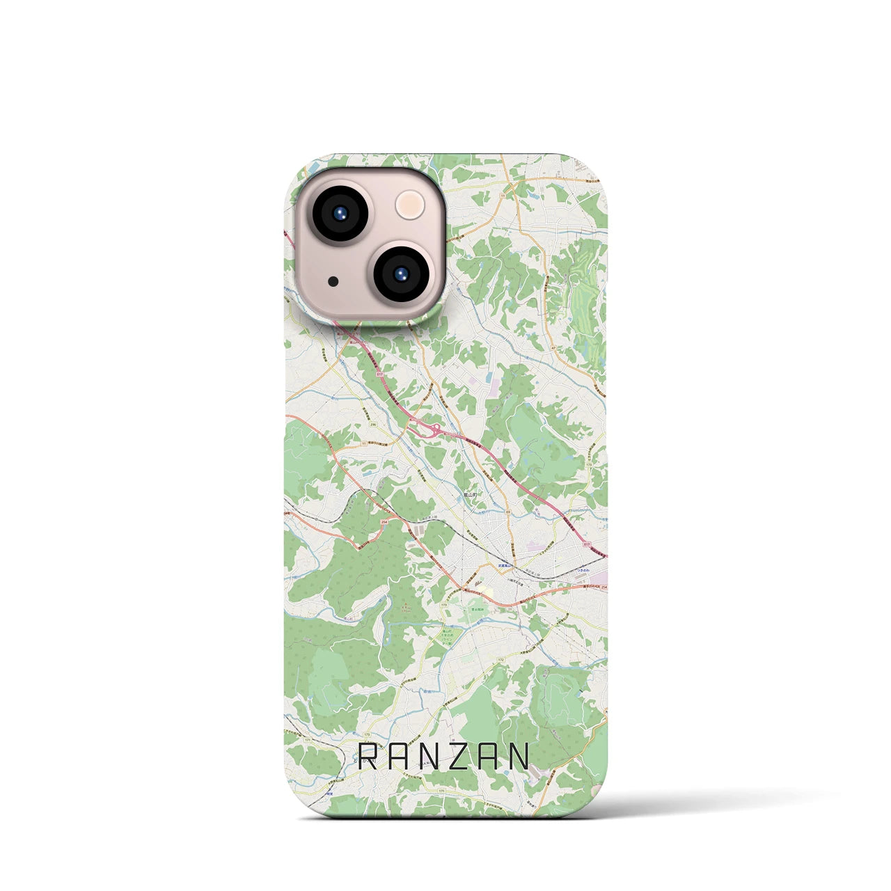 【嵐山（埼玉県）】地図柄iPhoneケース（バックカバータイプ・ナチュラル）iPhone 13 mini 用