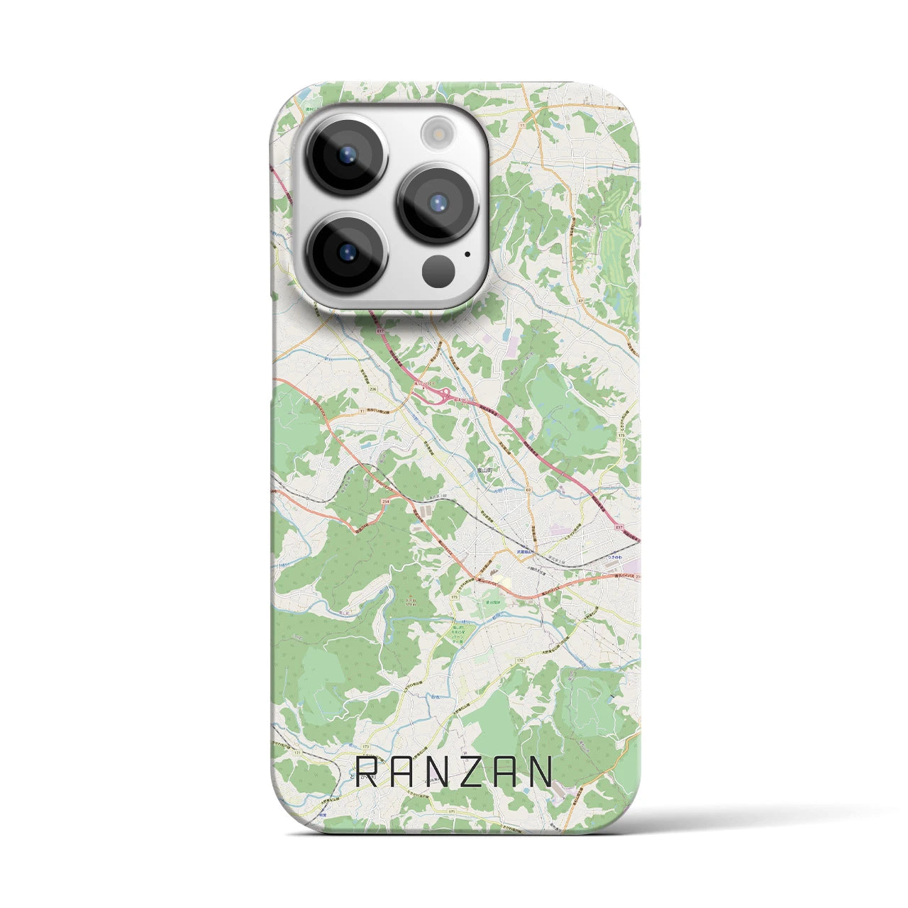 【嵐山（埼玉県）】地図柄iPhoneケース（バックカバータイプ・ナチュラル）iPhone 14 Pro 用