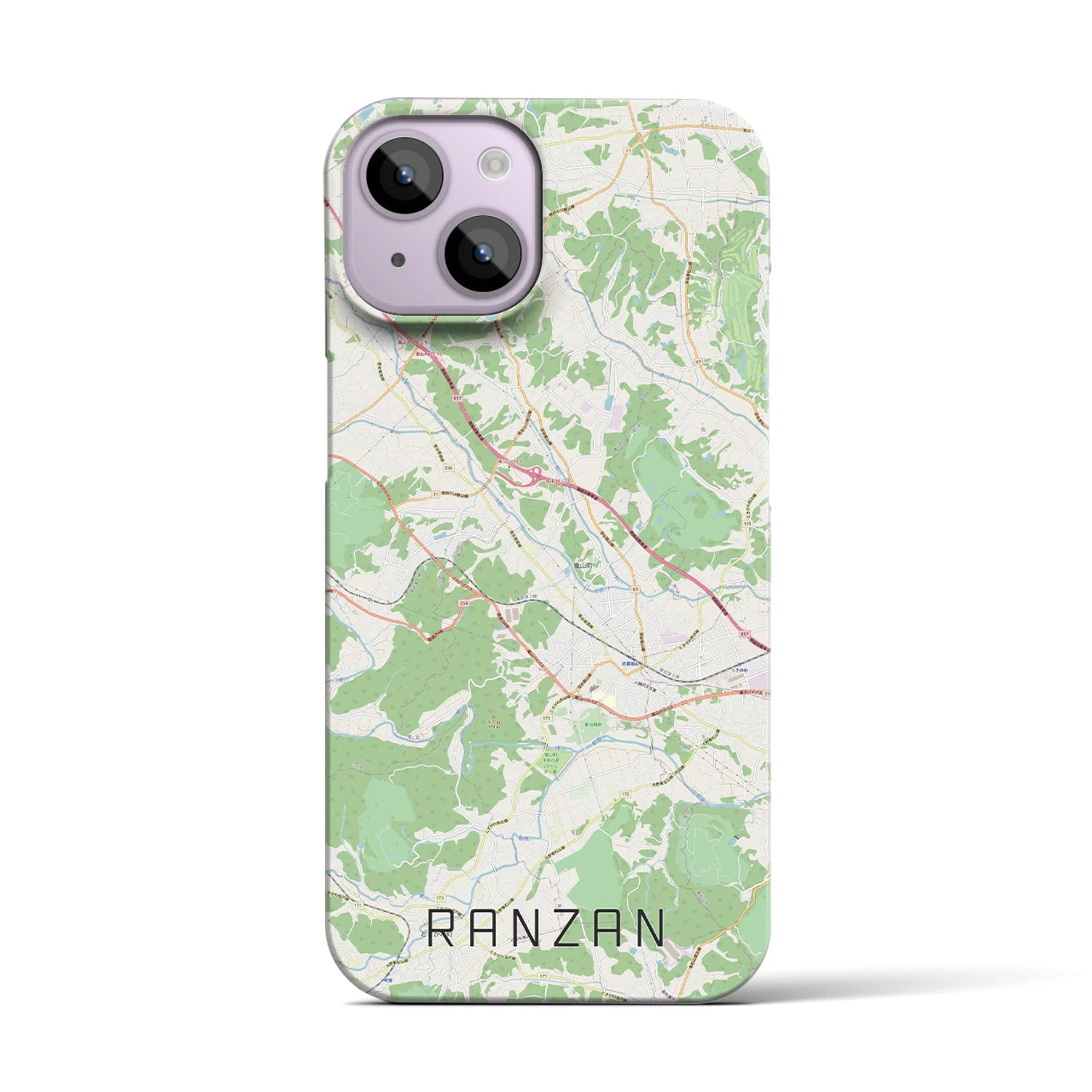 【嵐山（埼玉県）】地図柄iPhoneケース（バックカバータイプ・ナチュラル）iPhone 14 用