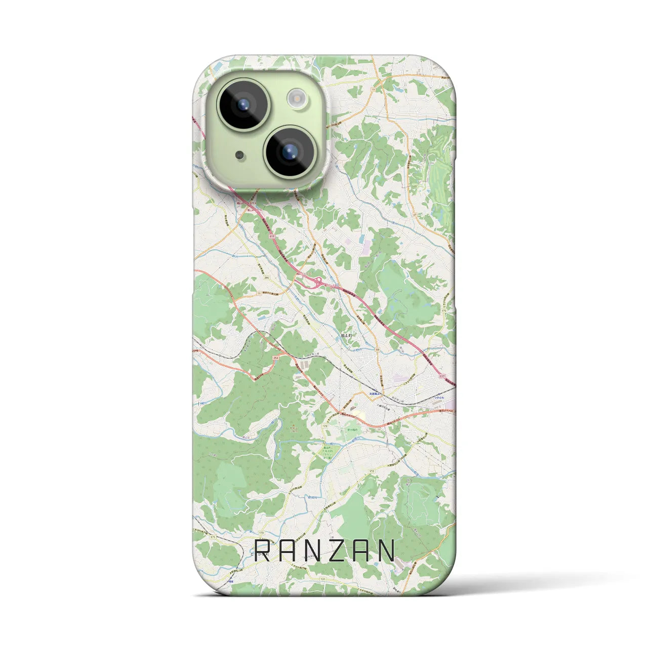 【嵐山（埼玉県）】地図柄iPhoneケース（バックカバータイプ・ナチュラル）iPhone 15 用