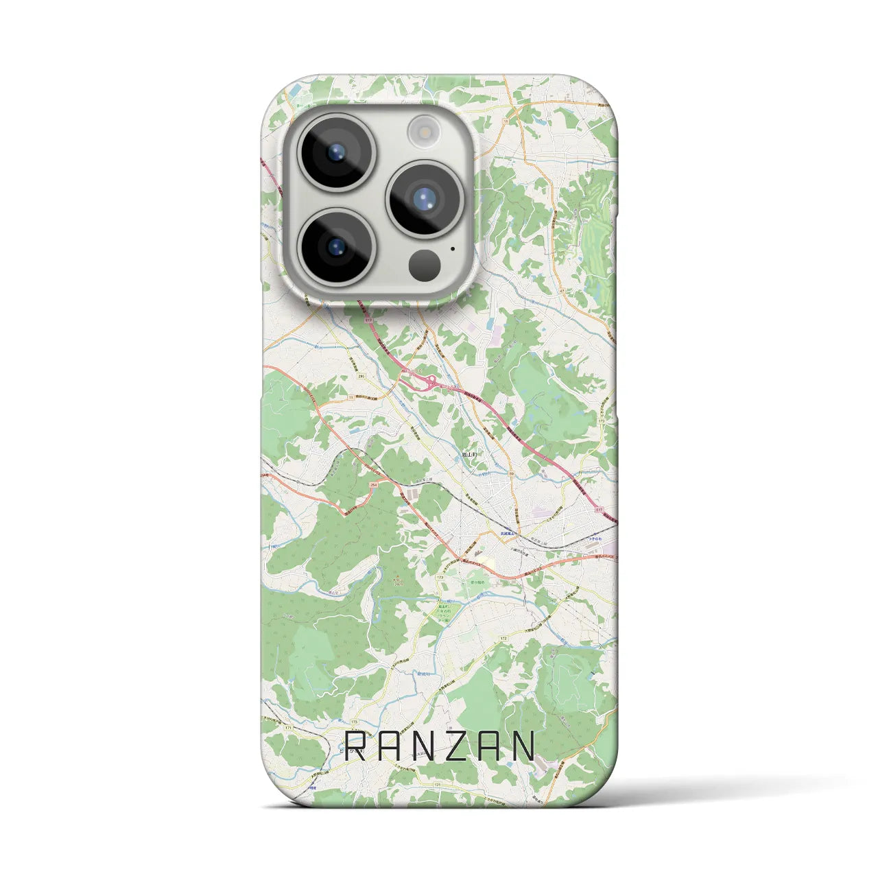 【嵐山（埼玉県）】地図柄iPhoneケース（バックカバータイプ・ナチュラル）iPhone 15 Pro 用