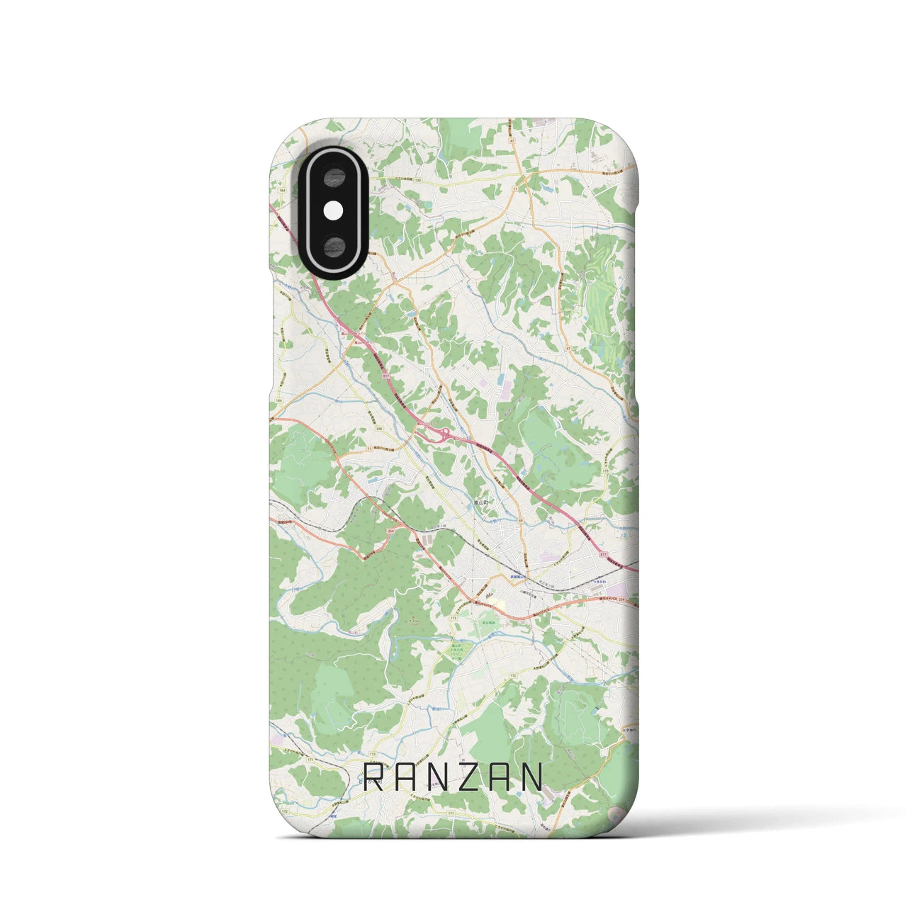 【嵐山（埼玉県）】地図柄iPhoneケース（バックカバータイプ・ナチュラル）iPhone XS / X 用
