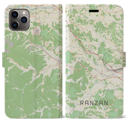 【嵐山（埼玉県）】地図柄iPhoneケース（手帳タイプ）ナチュラル・iPhone 11 Pro Max 用