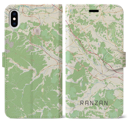 【嵐山（埼玉県）】地図柄iPhoneケース（手帳タイプ）ナチュラル・iPhone XS Max 用