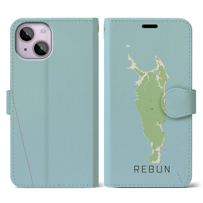 【礼文（北海道）】地図柄iPhoneケース（手帳タイプ）ナチュラル・iPhone 14 用