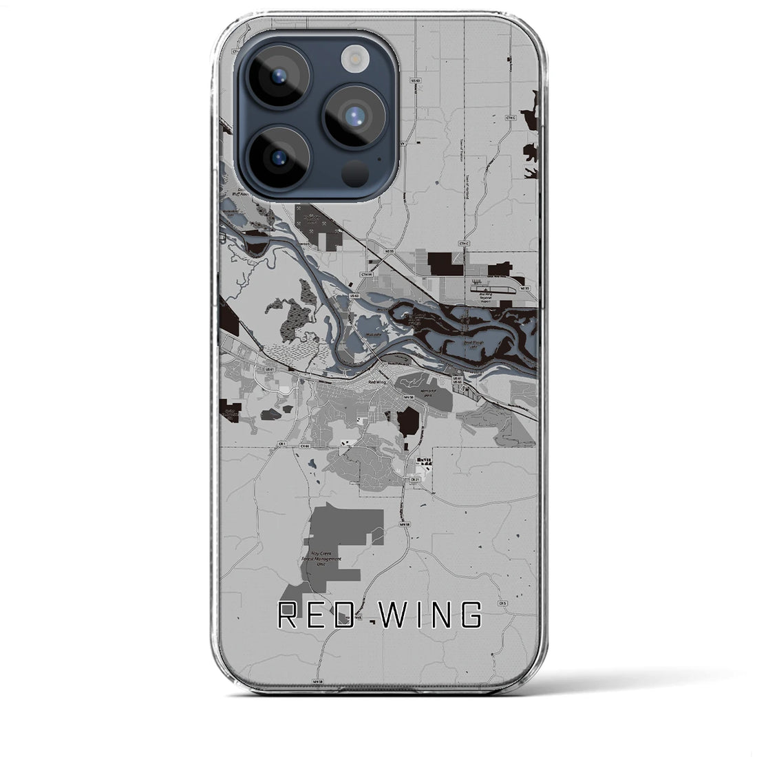 【レッドウイング】地図柄iPhoneケース（クリアタイプ・モノトーン）iPhone 15 Pro Max 用