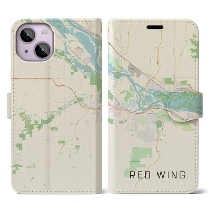 【レッドウイング（アメリカ）】地図柄iPhoneケース（手帳タイプ）ナチュラル・iPhone 14 用