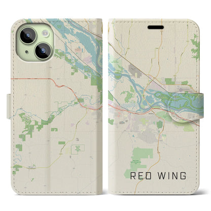 【レッドウイング（アメリカ）】地図柄iPhoneケース（手帳タイプ）ナチュラル・iPhone 15 用