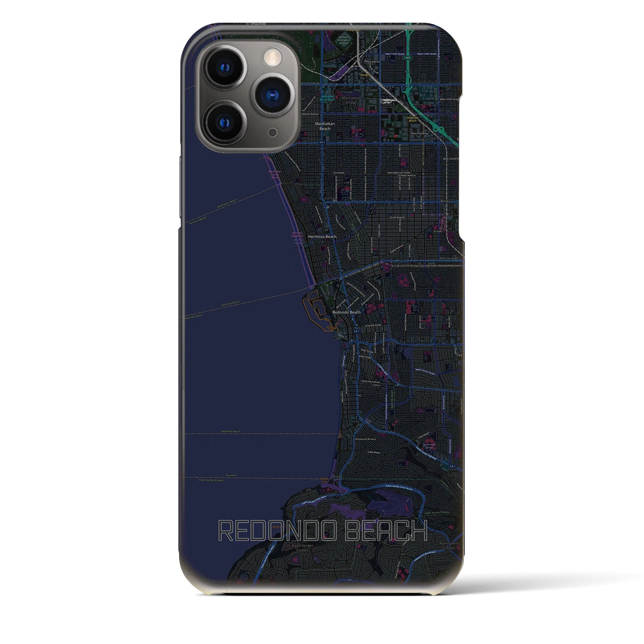 【レドンドビーチ】地図柄iPhoneケース（バックカバータイプ・ブラック）iPhone 11 Pro Max 用