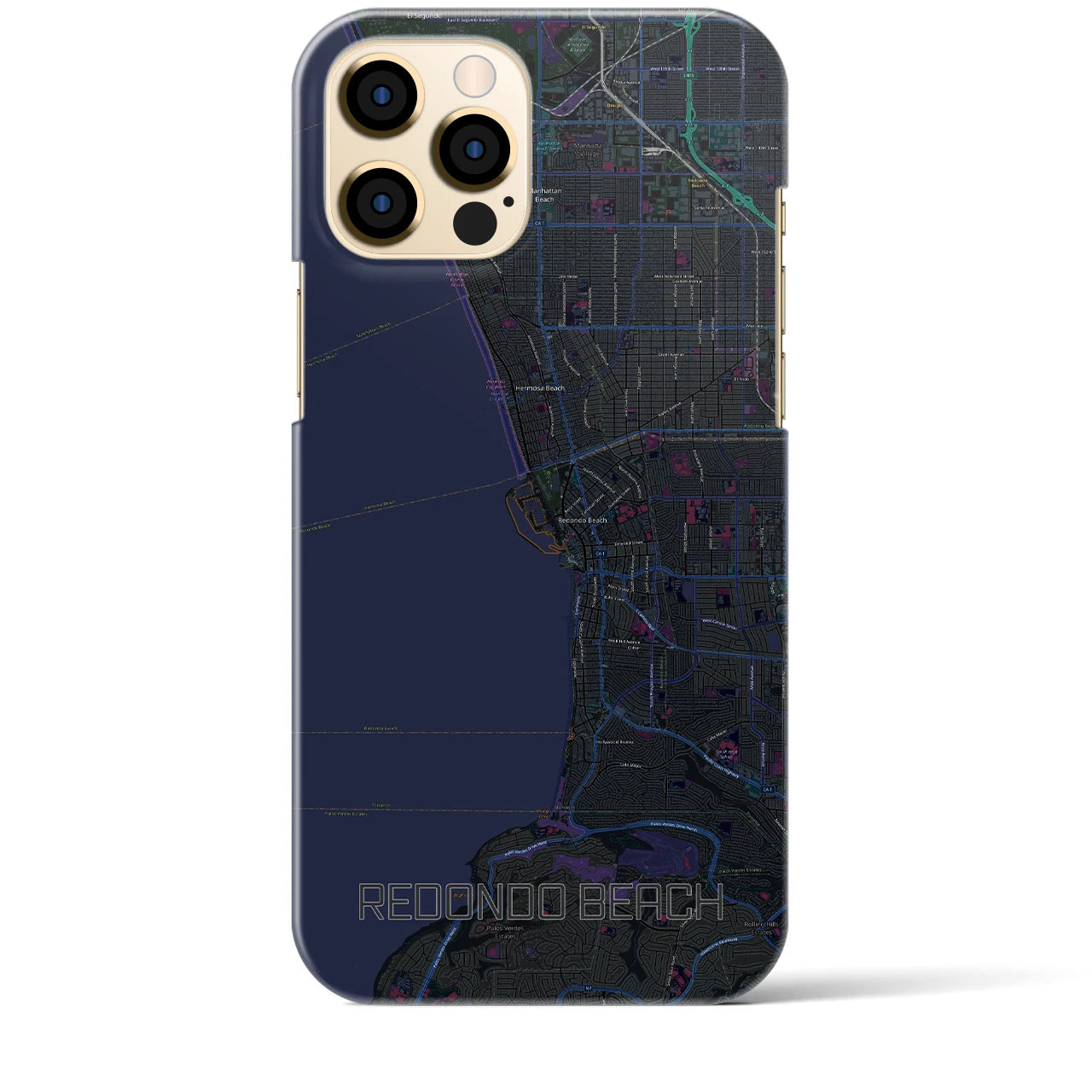 【レドンドビーチ】地図柄iPhoneケース（バックカバータイプ・ブラック）iPhone 12 Pro Max 用