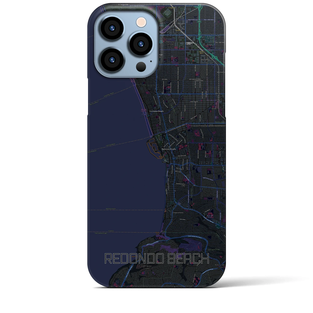 【レドンドビーチ】地図柄iPhoneケース（バックカバータイプ・ブラック）iPhone 13 Pro Max 用