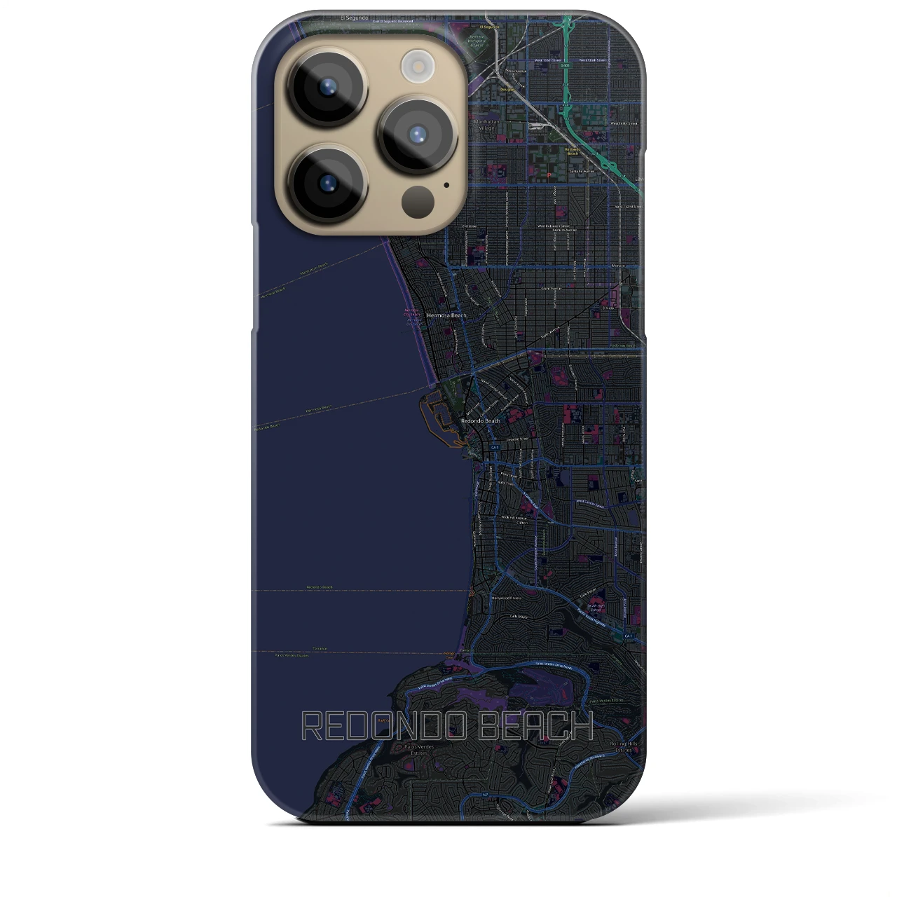 【レドンドビーチ】地図柄iPhoneケース（バックカバータイプ・ブラック）iPhone 14 Pro Max 用