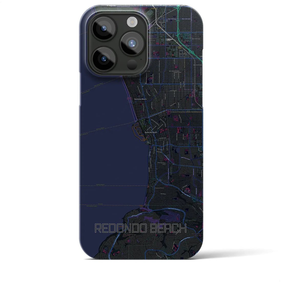 【レドンドビーチ】地図柄iPhoneケース（バックカバータイプ・ブラック）iPhone 15 Pro Max 用