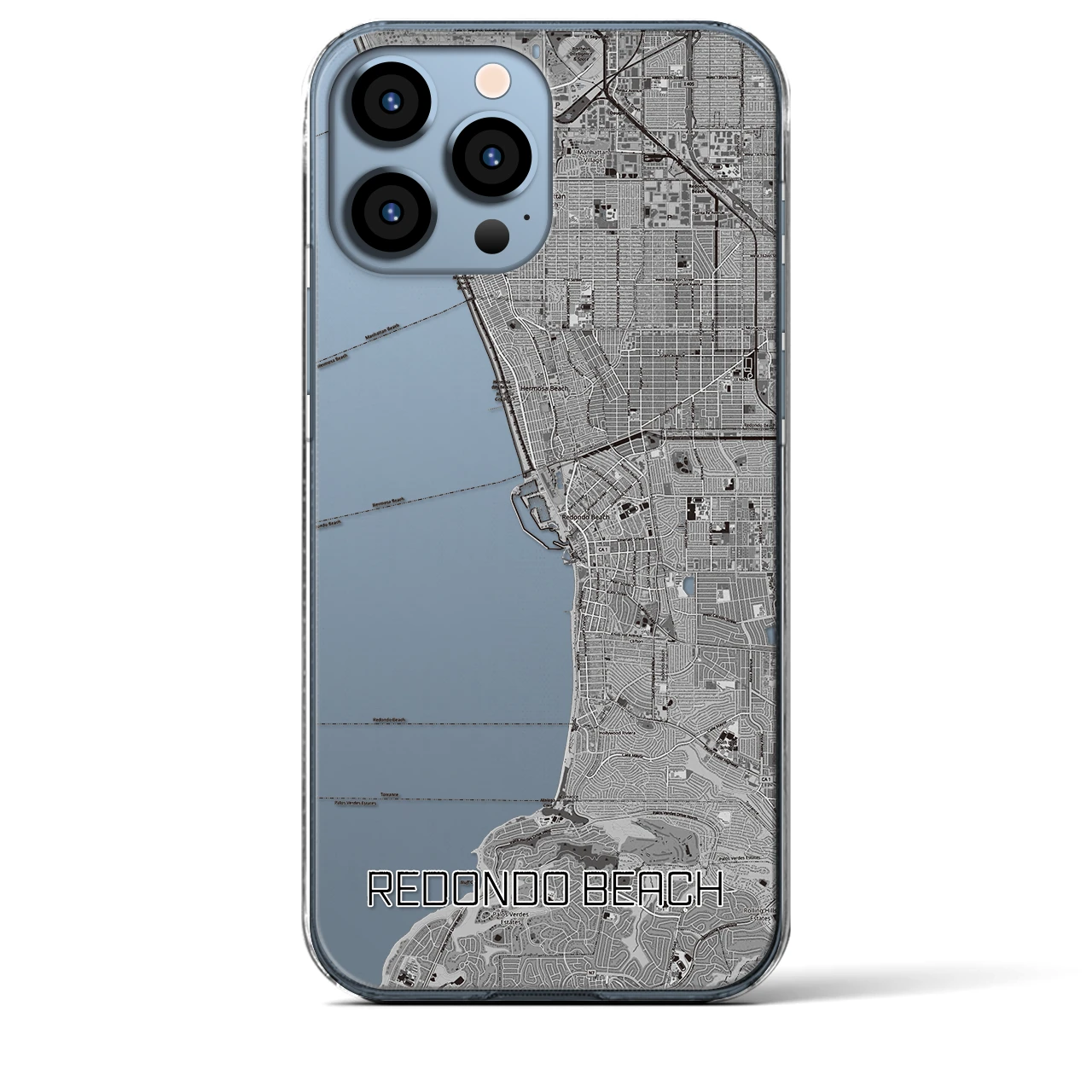 【レドンドビーチ】地図柄iPhoneケース（クリアタイプ・モノトーン）iPhone 13 Pro Max 用