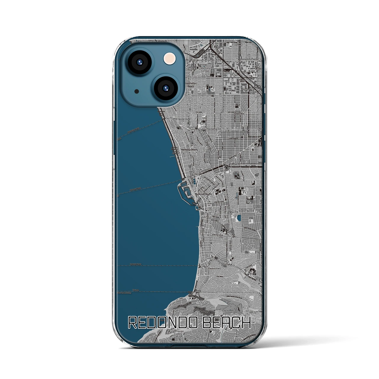 【レドンドビーチ】地図柄iPhoneケース（クリアタイプ・モノトーン）iPhone 13 用