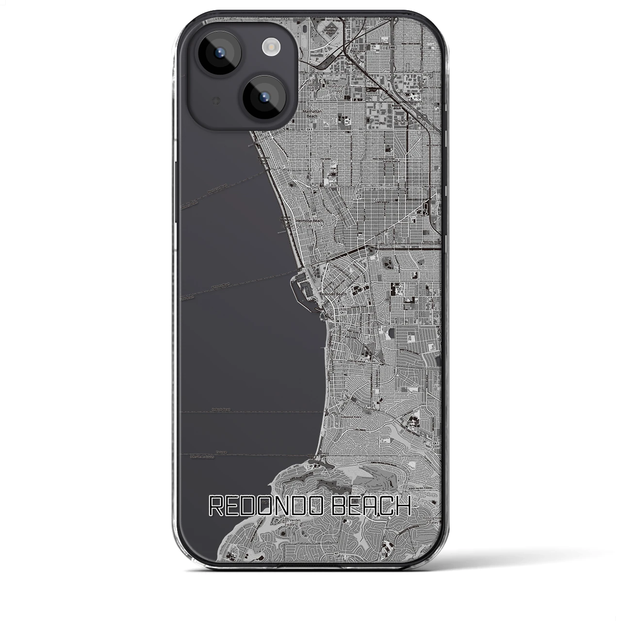 【レドンドビーチ】地図柄iPhoneケース（クリアタイプ・モノトーン）iPhone 14 Plus 用
