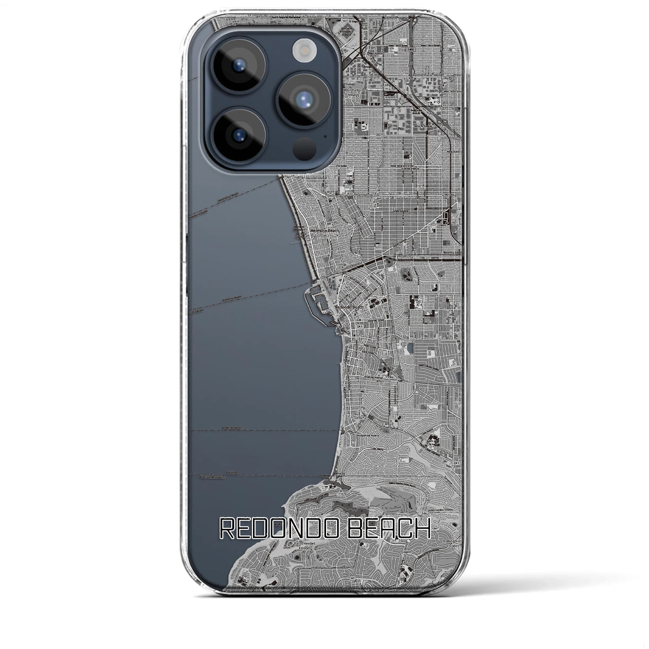 【レドンドビーチ】地図柄iPhoneケース（クリアタイプ・モノトーン）iPhone 15 Pro Max 用