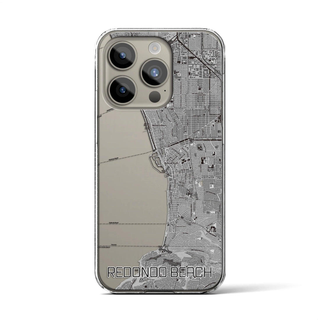【レドンドビーチ】地図柄iPhoneケース（クリアタイプ・モノトーン）iPhone 15 Pro 用