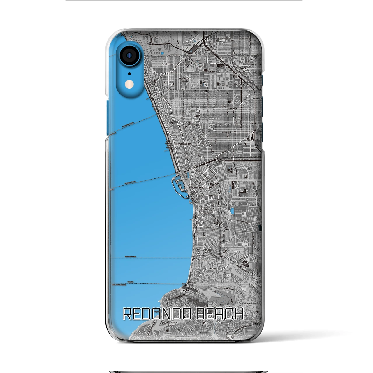 【レドンドビーチ】地図柄iPhoneケース（クリアタイプ・モノトーン）iPhone XR 用