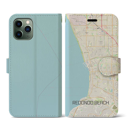 【レドンドビーチ（アメリカ）】地図柄iPhoneケース（手帳タイプ）ナチュラル・iPhone 11 Pro 用