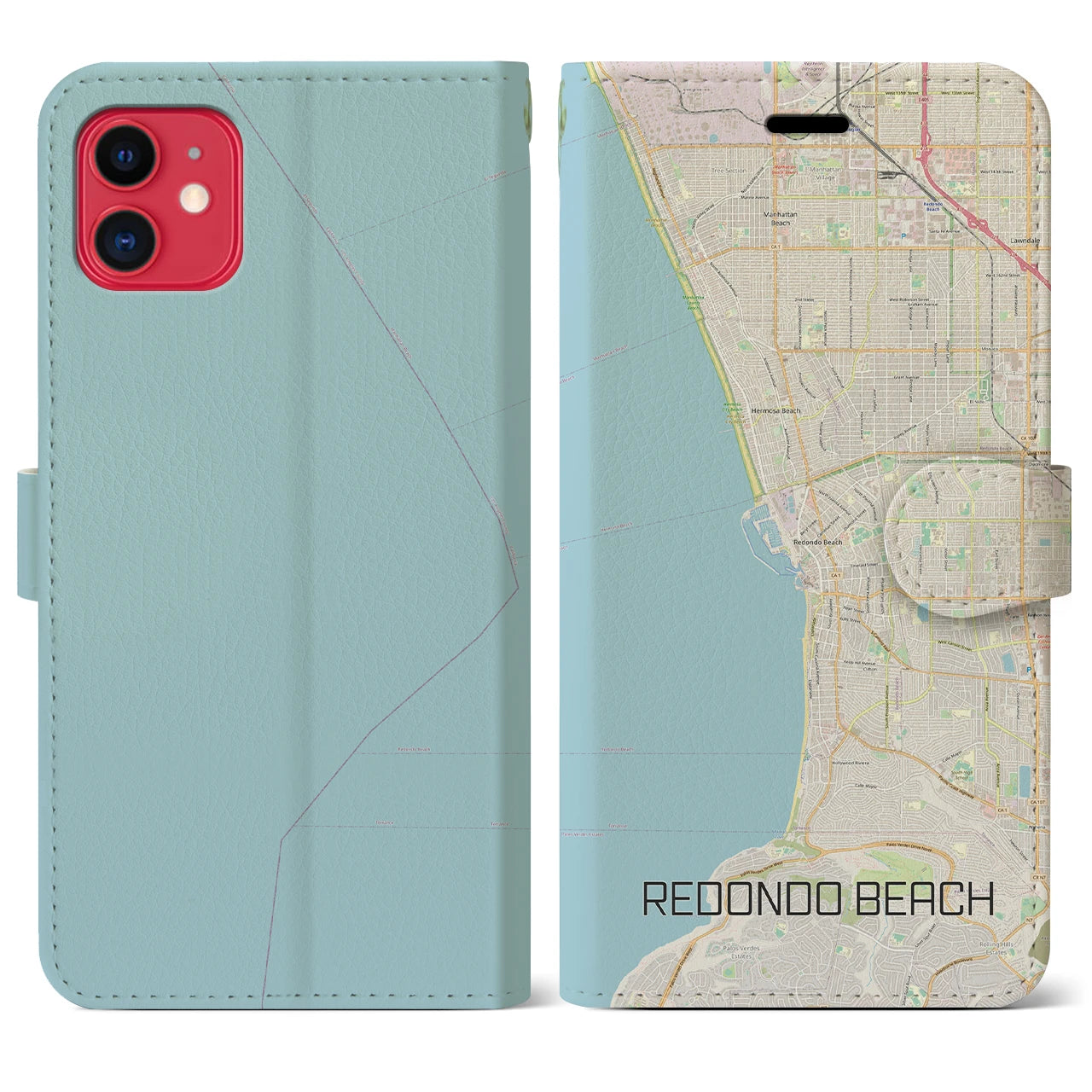 【レドンドビーチ】地図柄iPhoneケース（手帳両面タイプ・ナチュラル）iPhone 11 用