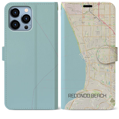 【レドンドビーチ（アメリカ）】地図柄iPhoneケース（手帳タイプ）ナチュラル・iPhone 13 Pro Max 用