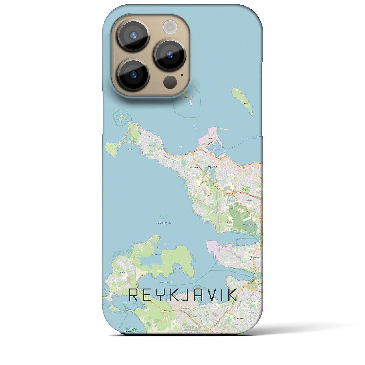 【レイキャヴィーク】地図柄iPhoneケース（バックカバータイプ・ナチュラル）iPhone 14 Pro Max 用