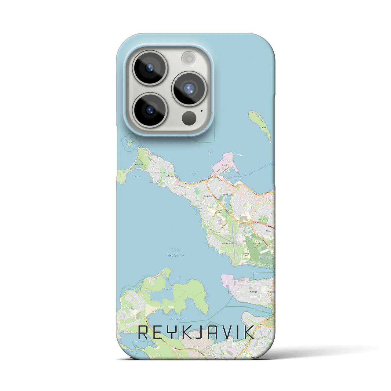 【レイキャヴィーク】地図柄iPhoneケース（バックカバータイプ・ナチュラル）iPhone 15 Pro 用