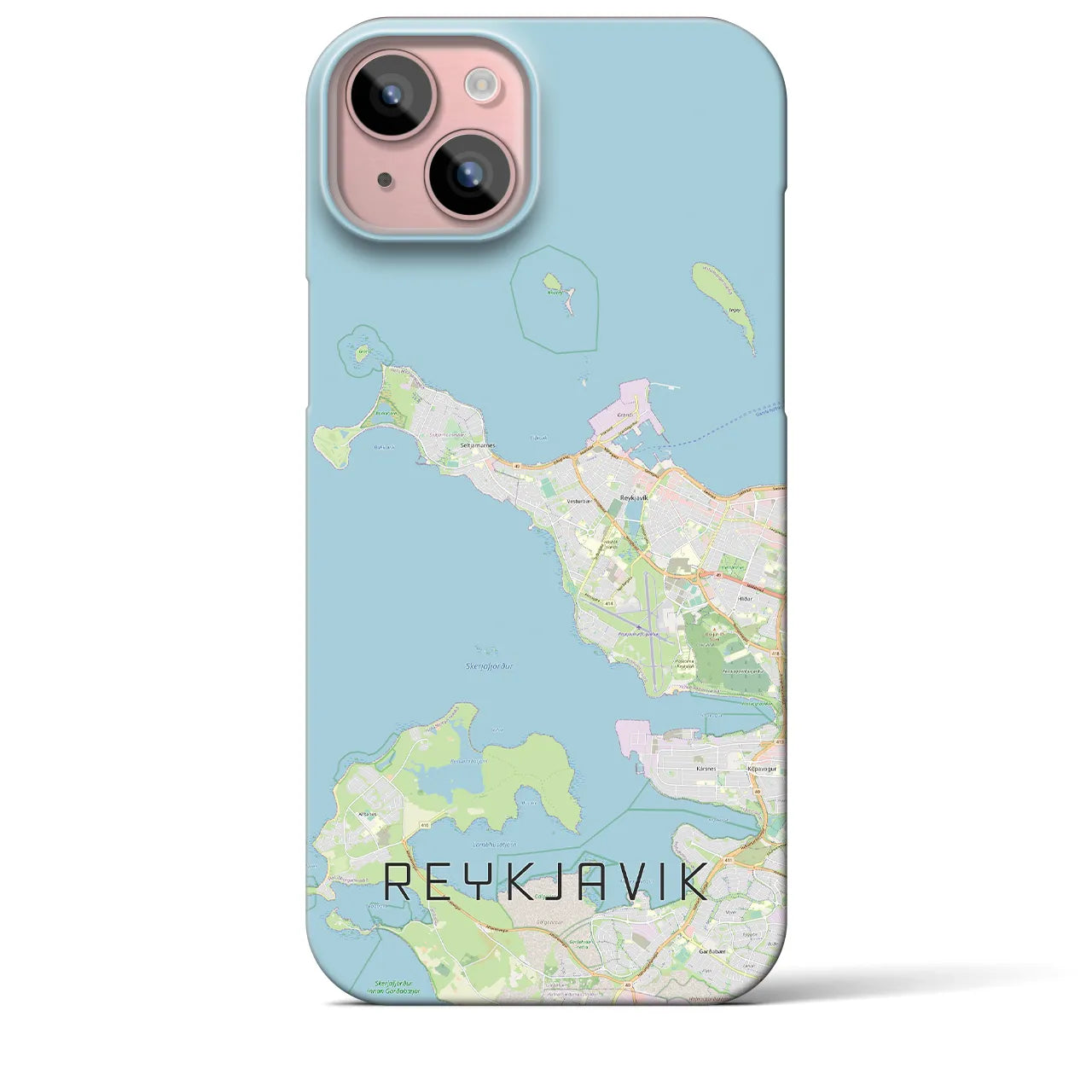 【レイキャヴィーク】地図柄iPhoneケース（バックカバータイプ・ナチュラル）iPhone 15 Plus 用
