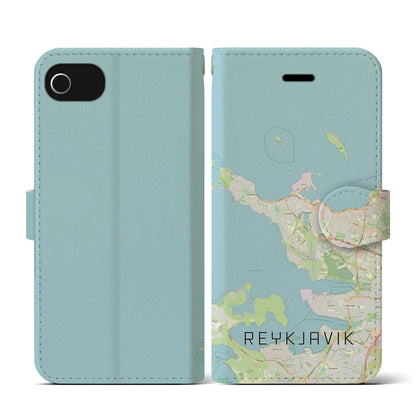 【レイキャヴィーク（アイスランド）】地図柄iPhoneケース（手帳タイプ）ナチュラル・iPhone SE（第3 / 第2世代） / 8 / 7 / 6s / 6 用