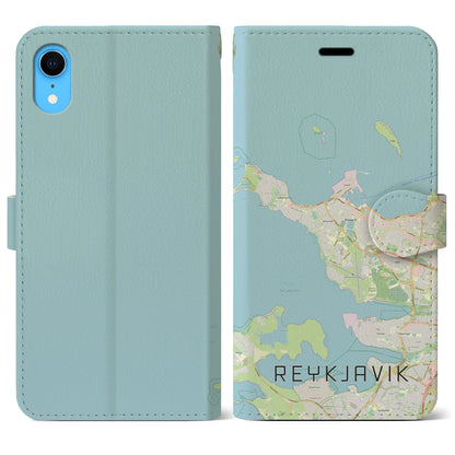 【レイキャヴィーク（アイスランド）】地図柄iPhoneケース（手帳タイプ）ナチュラル・iPhone XR 用