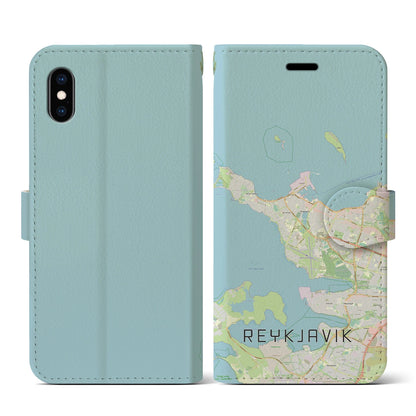 【レイキャヴィーク（アイスランド）】地図柄iPhoneケース（手帳タイプ）ナチュラル・iPhone XS / X 用