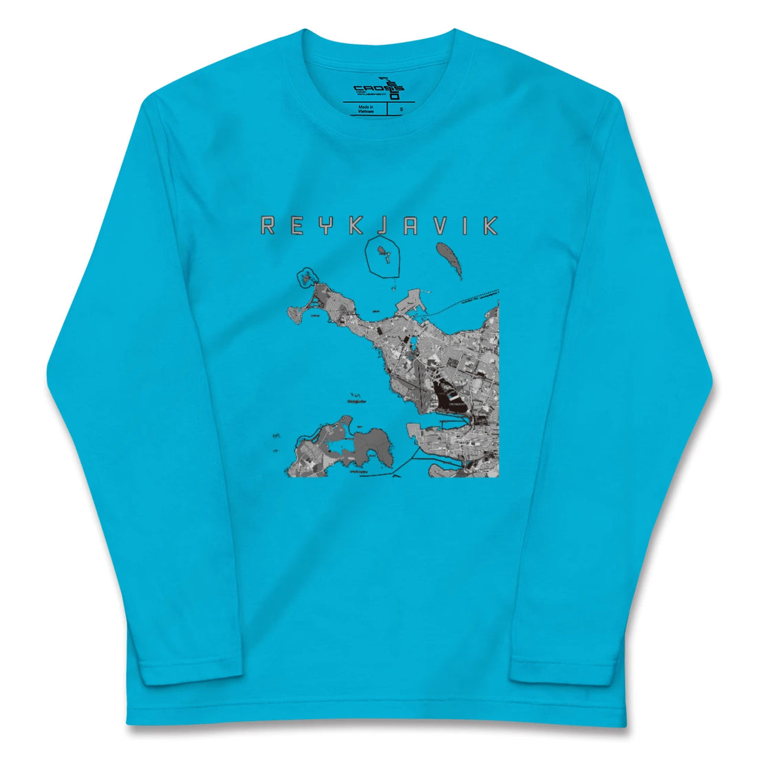 【レイキャヴィーク(アイスランド)】地図柄ロングスリーブTシャツ