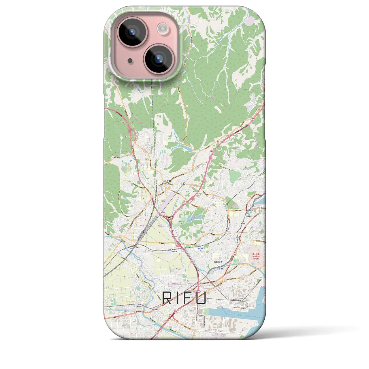 【利府】地図柄iPhoneケース（バックカバータイプ・ナチュラル）iPhone 15 Plus 用