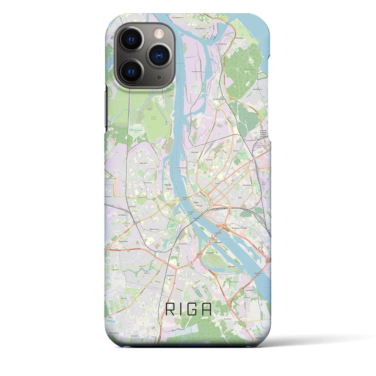 【リガ】地図柄iPhoneケース（バックカバータイプ・ナチュラル）iPhone 11 Pro Max 用