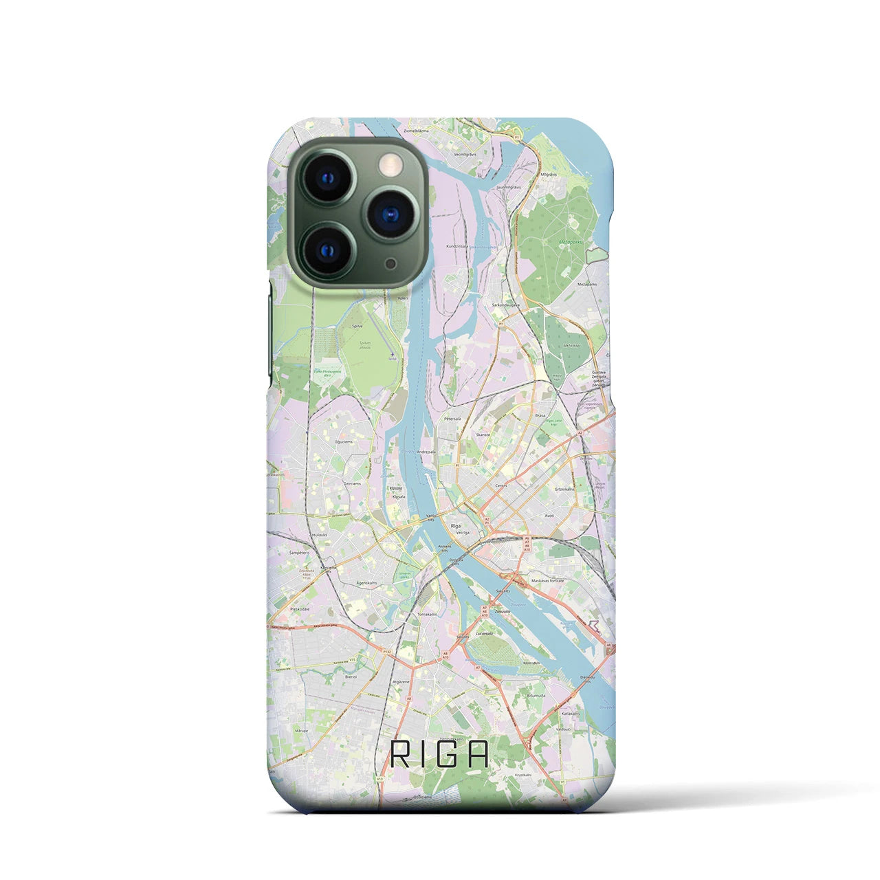 【リガ】地図柄iPhoneケース（バックカバータイプ・ナチュラル）iPhone 11 Pro 用