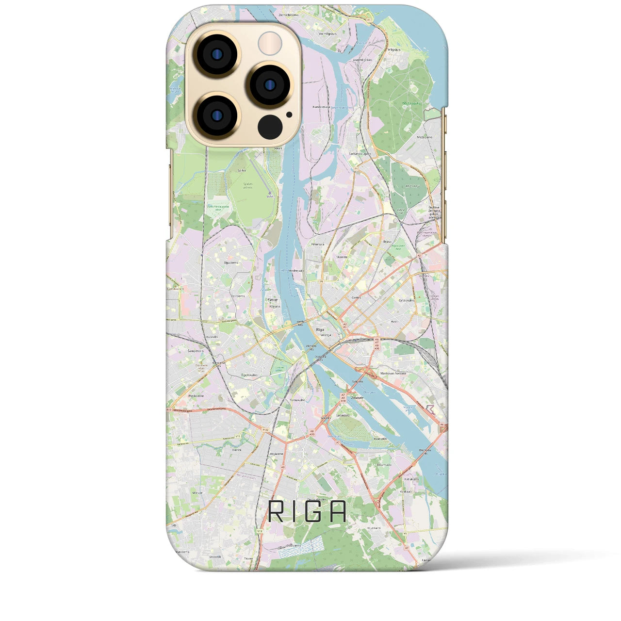 【リガ】地図柄iPhoneケース（バックカバータイプ・ナチュラル）iPhone 12 Pro Max 用