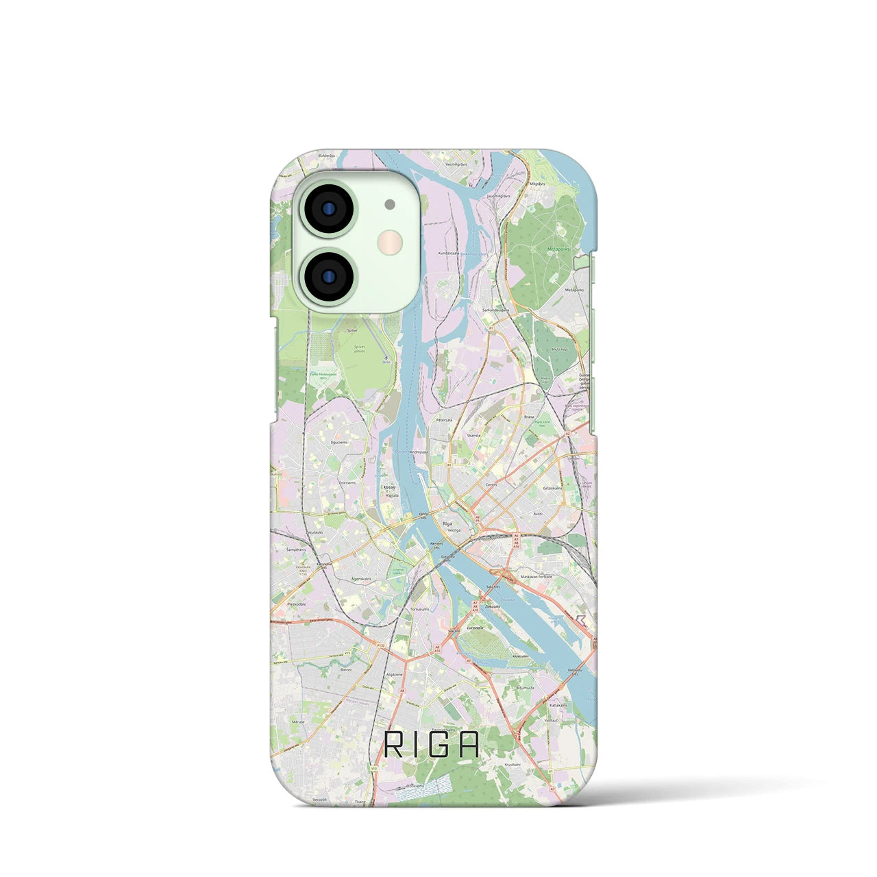 【リガ】地図柄iPhoneケース（バックカバータイプ・ナチュラル）iPhone 12 mini 用