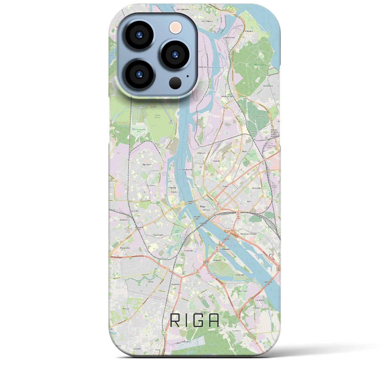 【リガ】地図柄iPhoneケース（バックカバータイプ・ナチュラル）iPhone 13 Pro Max 用