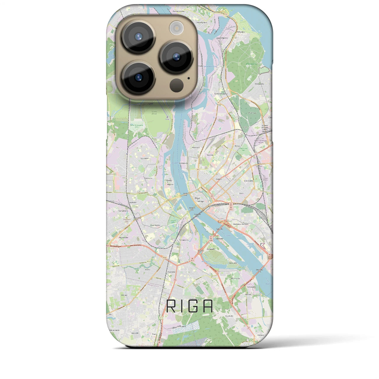 【リガ】地図柄iPhoneケース（バックカバータイプ・ナチュラル）iPhone 14 Pro Max 用