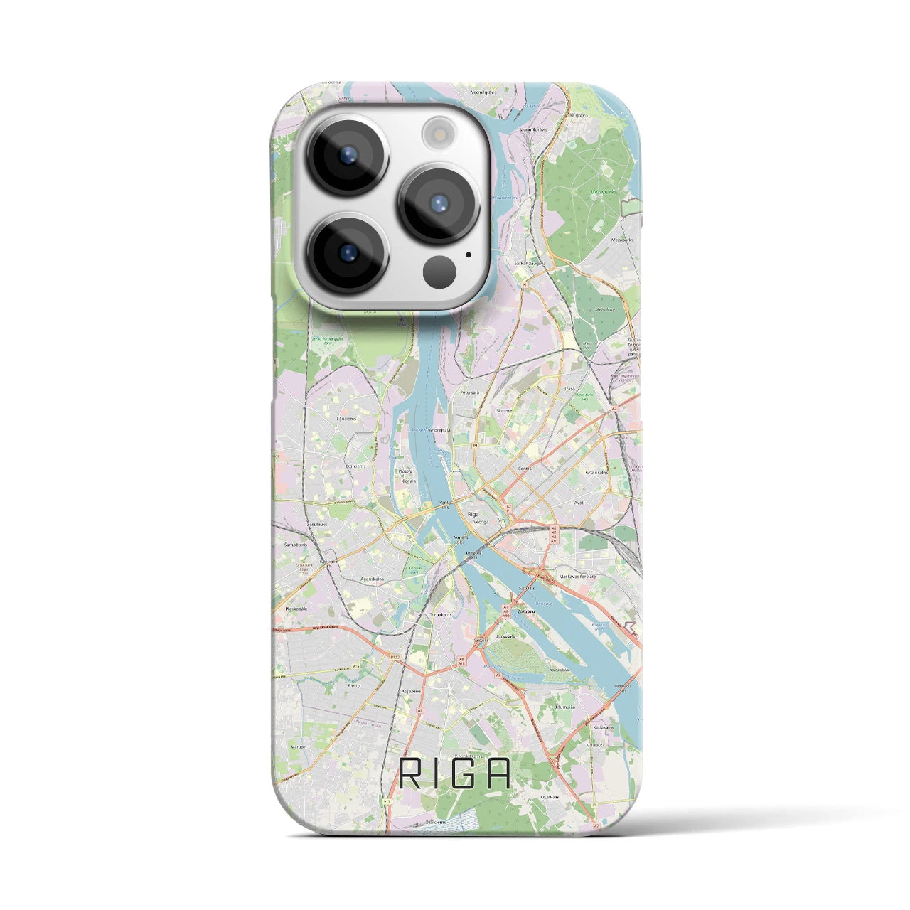 【リガ】地図柄iPhoneケース（バックカバータイプ・ナチュラル）iPhone 14 Pro 用