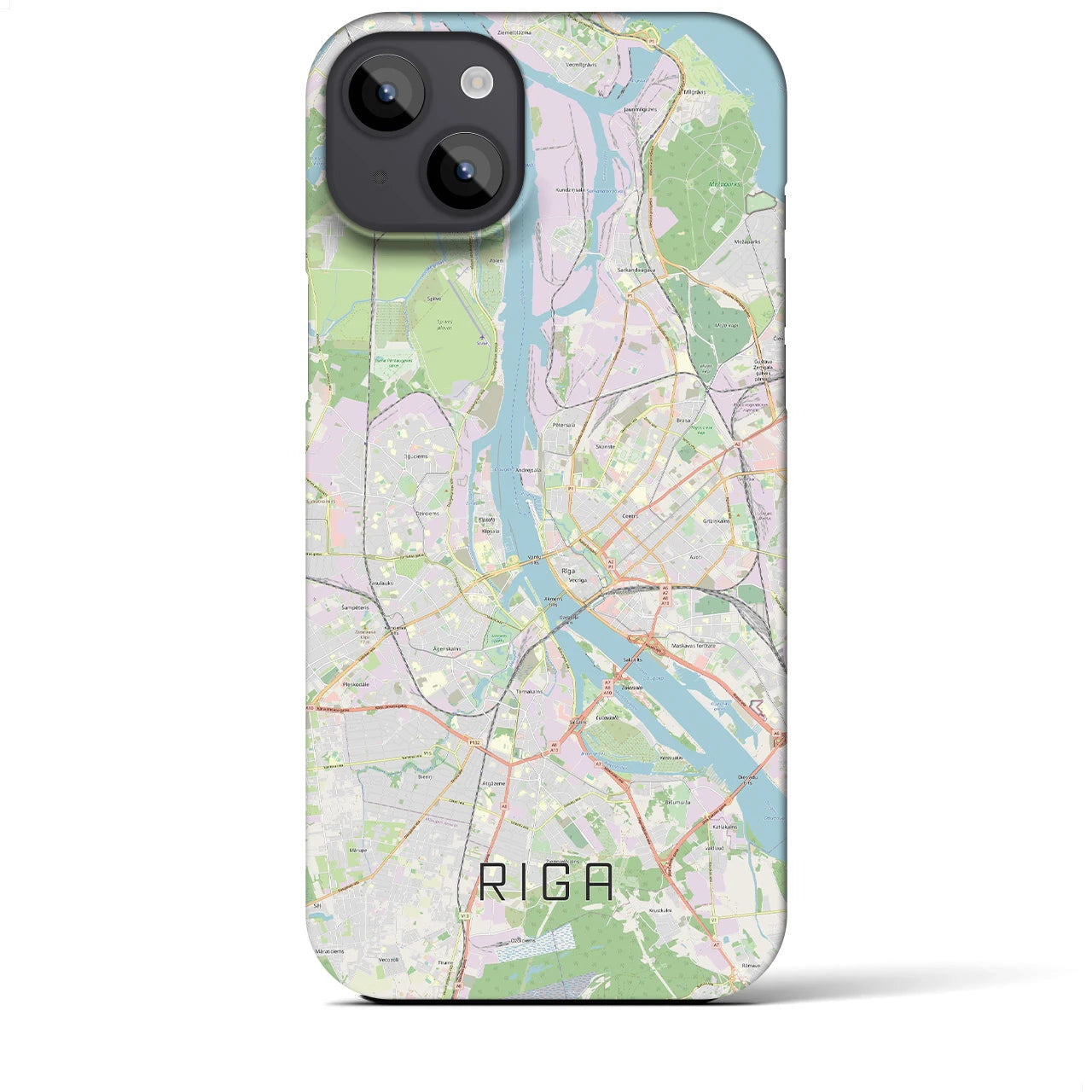 【リガ】地図柄iPhoneケース（バックカバータイプ・ナチュラル）iPhone 14 Plus 用